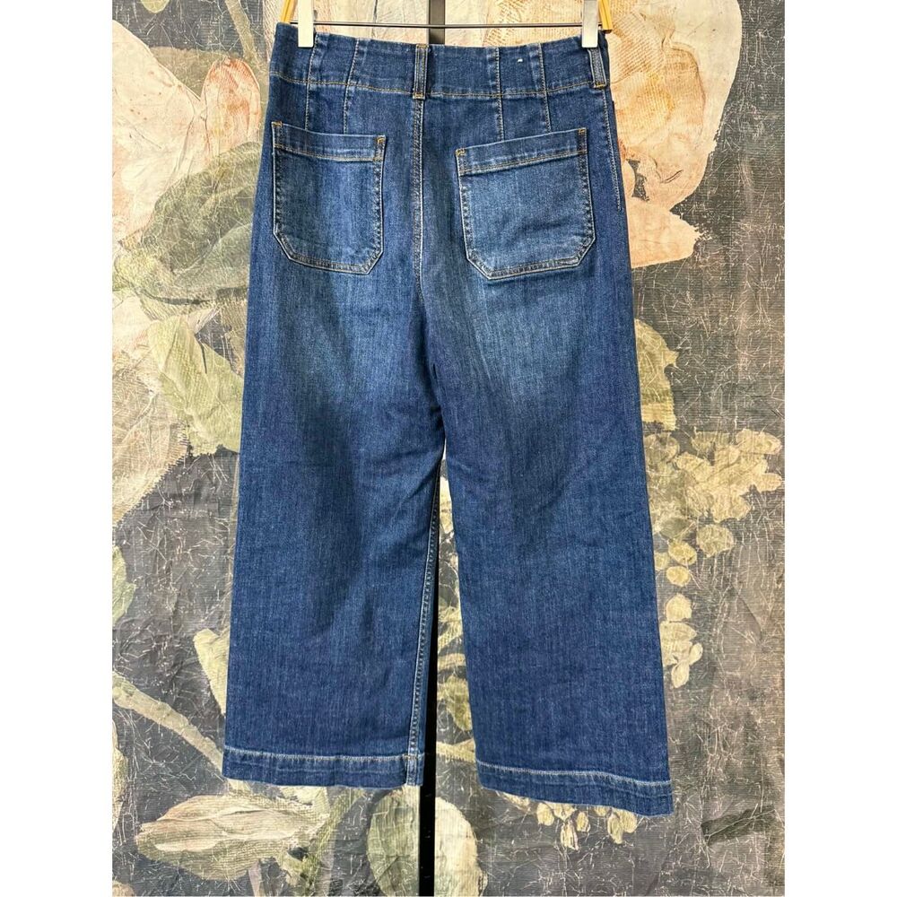 Anthropologie The Colette Denim Cropped Wide-Leg Jeans by Maeve Size 28 - Picture 7 of 9
